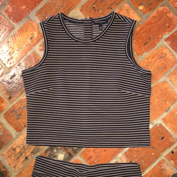 Banana republic ribbed crop top and fit and flare skirt set sz M/L - Picture 3 of 8